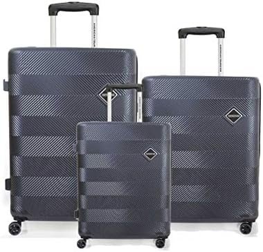 American Tourister (Set of 3 Pc Small Medium and Large Polycarbonate 4w Hardsided Cabin Checkin Strolly/Suitcase Luggage (Dark Black)