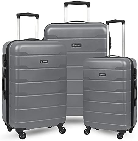 NOVEX Dublin Polycarbonate Hard Sided Luggage Set of 3 Trolley Bags (Grey) (20", 24" & 28") / Trolley Luggage / 4 Wheel Luggage / Trolley Suitcase