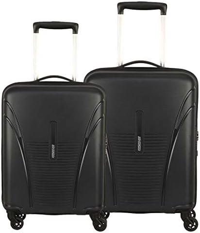 American Tourister Ivy 2 Pc Set 55 Cms & 68 Cms Small & Medium Polypropylene Hard Sided 4 Wheeler Spinner Wheels Luggage with Built-in TSA Lock (Black)