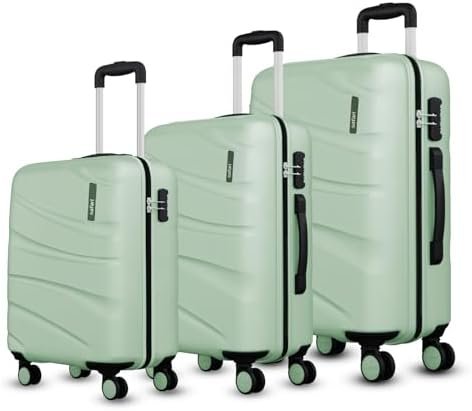 Safari Persia 8 Wheels Set of 3 (Cabin + Medium + Large) Trolley Bags Hard case Polycarbonate 360 Degree Wheeling Luggage, Travel Bags, Suitcase for Travel, Trolley Bags for Travel, Jade Green