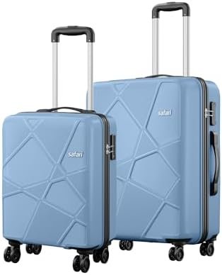 Safari Pentagon Plus TSA Lock, 8 wheel, Hardside Small & Medium Size Cabin & Check-in Luggage Set of 2 Suitcase, Slate Blue Color 55cm & 66cm